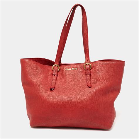 Miu Miu Leather Shopper Tote 